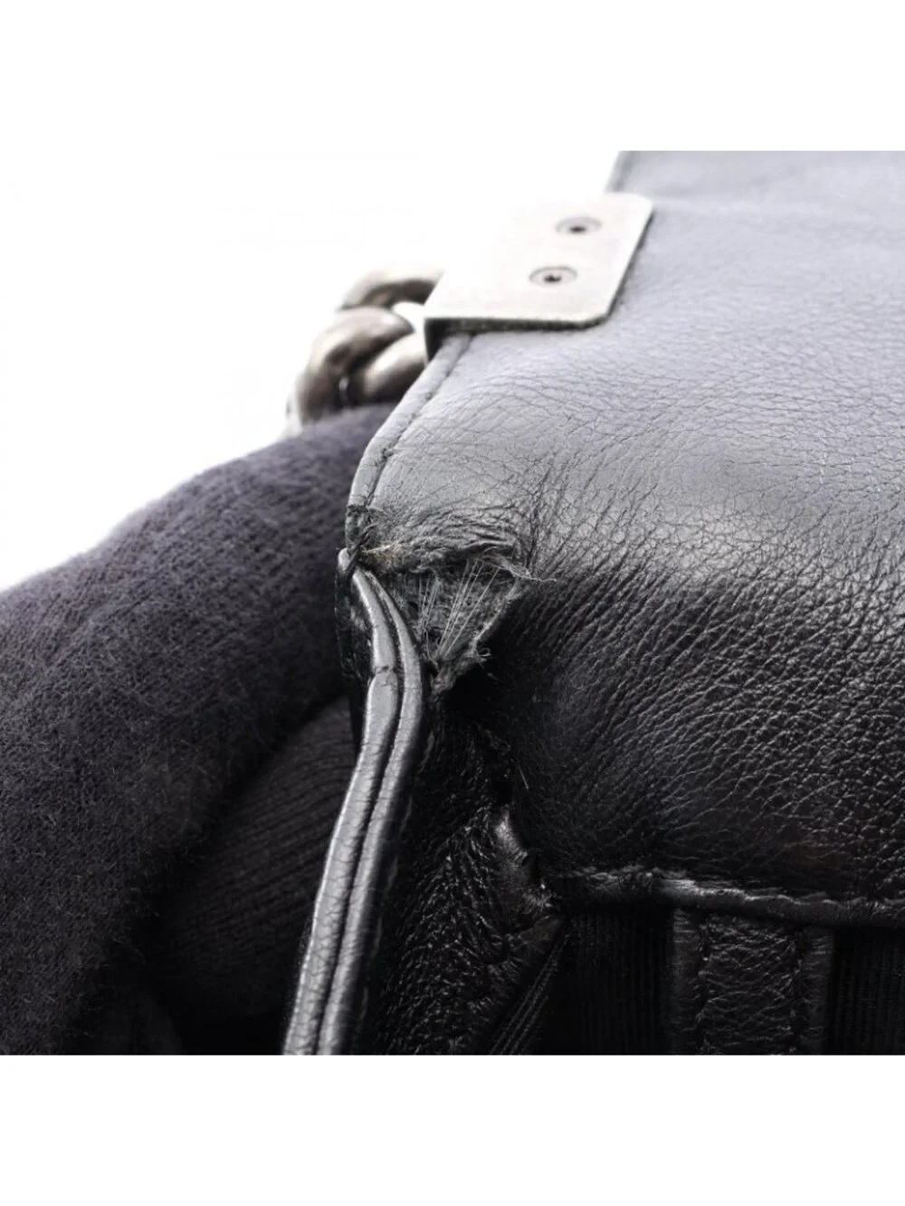 Chanel Shoulder Bag Boy Black Caviar Leather Boy Chain